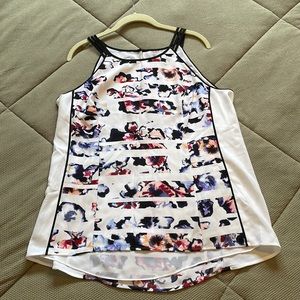 NWT White House Black Market large printed tank top blouse with keyhole back